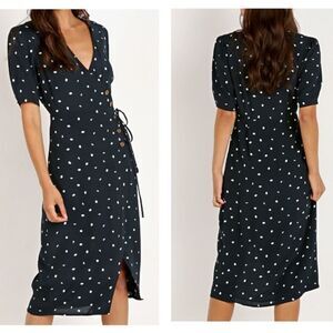 ASTR the Label La Cienega Dress Navy Cream Dot